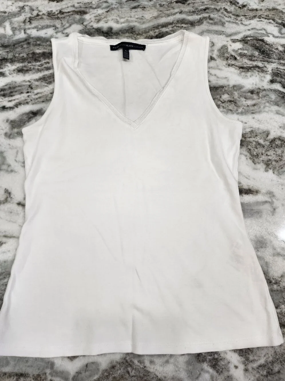 White House Black Market White V-Neck Sleeveless Tank Top